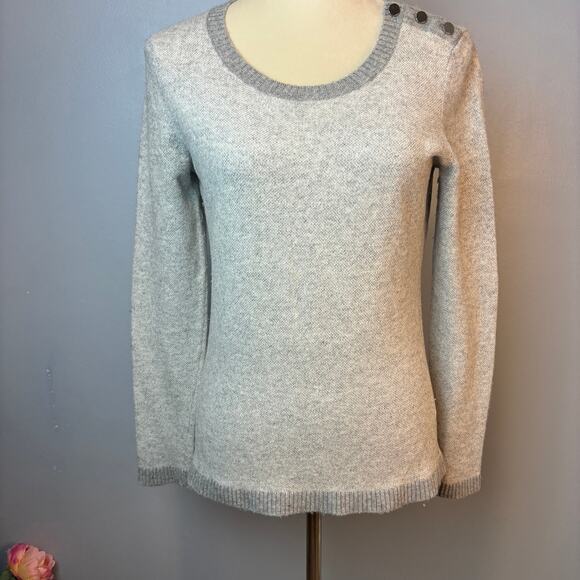 Banana Republic Gray Scoopneck Sweater Wool/ Cashmere Blend Italian Fabric - Picture 1 of 7
